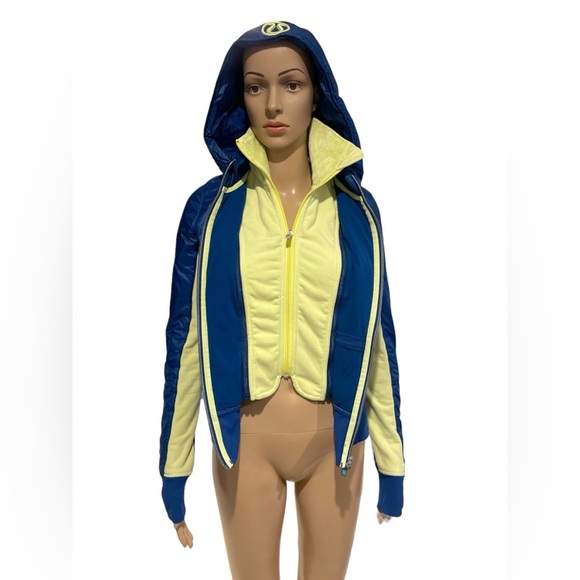 lululemon athletica Jackets & Blazers - LULULEMON- Uba Hoodie Jacket Blue Neon Yoga Workout Gym Fleece size 2
